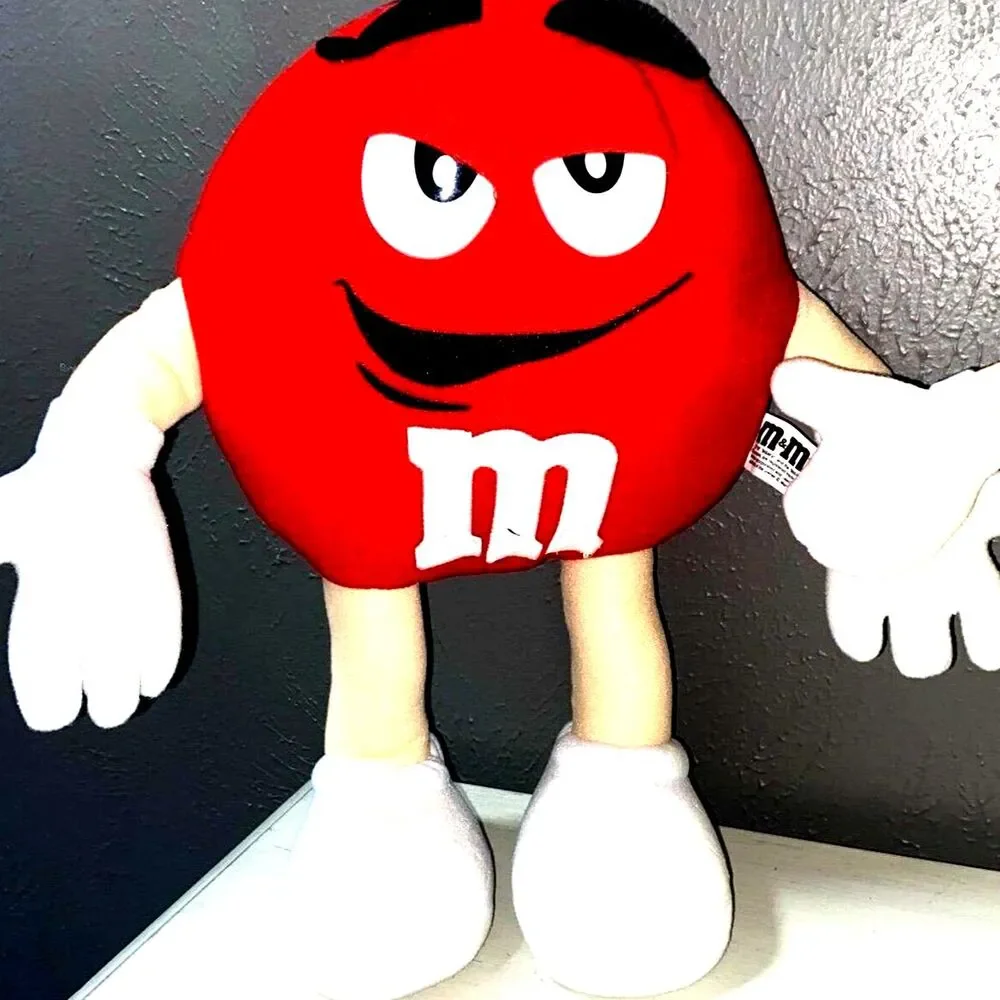 Vintage M&M’s Plush 13” Characters LOT 2 Poseable Red & Yellow Advertising